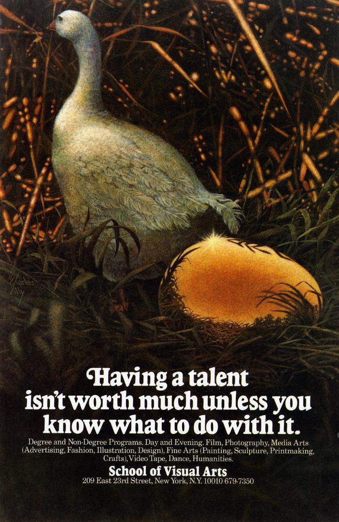 Posters depicts: Highly realistic illustration of a goose walking away from a large golden egg in a wheat field.