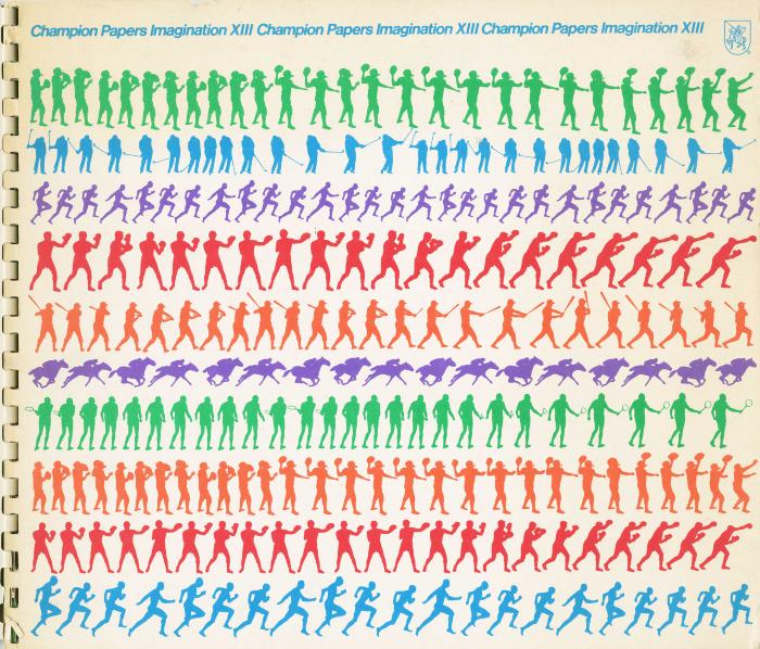 Booklet/Brochure depicts: Rows of figures performing sports activities as if in motion
