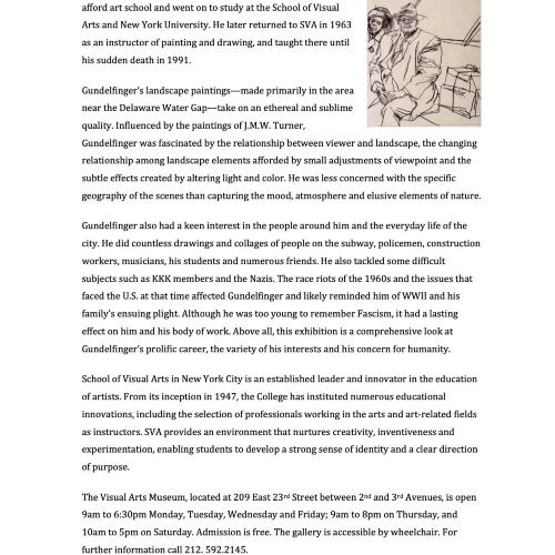 Press Releases depicts: typewritten description of exhibition