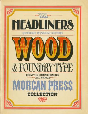Books, Type Specimens depicts: Cover in old-fashioned wood type styles