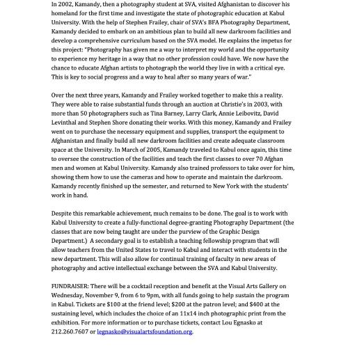 Press Releases depicts: typewritten description of exhibition