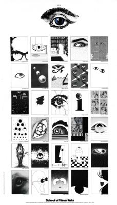 Posters depicts: Grid of illustrations of human eyes.
