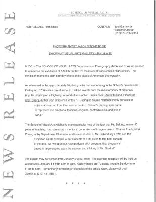 Digital Files, Press Releases depicts: typewritten document describing exhibition