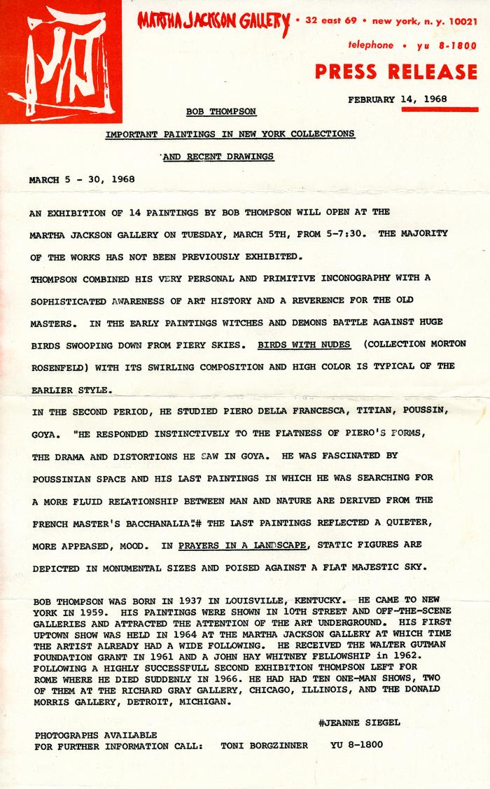 Exhibition Catalogues depicts: typed press release