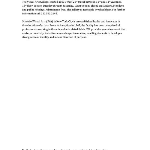 Press Releases depicts: typewritten description of exhibition