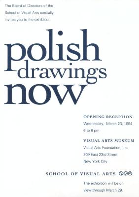 Announcements and invitations depicts: Announcement card for Polish Drawings Now exhibition