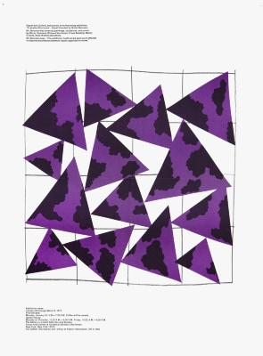 Posters depicts: Purple triangles with black blobs on hand-drawn grid