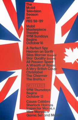 Posters depicts: deconstructed red and blue Union Jack flag with maple leaf