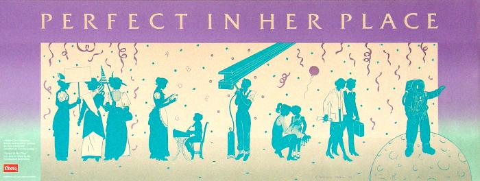 Posters depicts: Timeline of women's empowerment beginning with suffragettes and ending with an astronaut