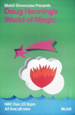 Posters depicts: cut paper explosion in a cloud with pink shooting star overhead