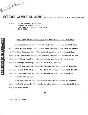 Press Releases depicts: typed description of exhibition