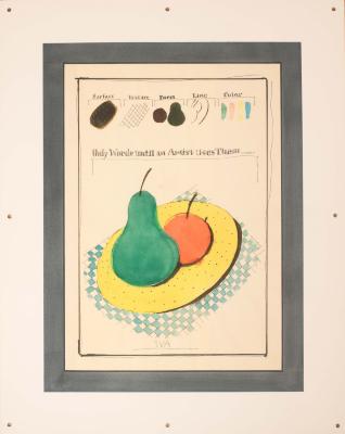 Original Art, Original Art, Posters depicts: Illustration of various art terms and a main portrait of a fruit bowl that puts into use all the afore mentioned terms. 