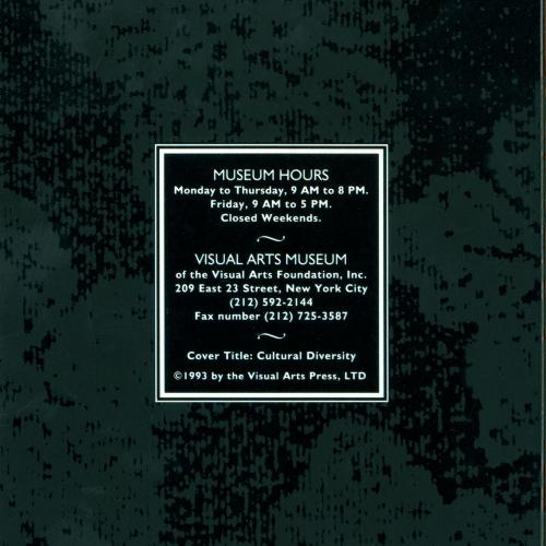 Announcements and invitations depicts: Back of announcement for Leo and Diane Dillon: A Retrospective exhibition with museum information
