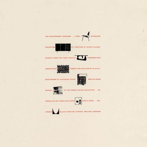 Advertisements depicts: red type describing furniture with small images of furniture interspersed