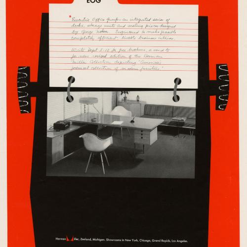 Advertisements depicts: rollodex with card and modern furniture