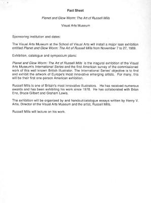 Administrative files depicts: Typewritten document describing exhibition