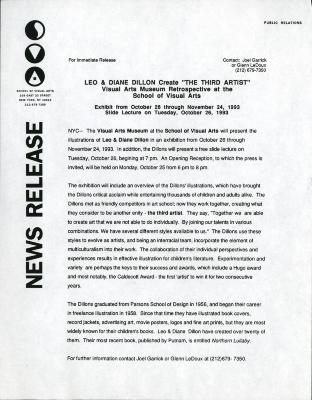 Press Releases depicts: typed press release on School of Visual Arts letterhead