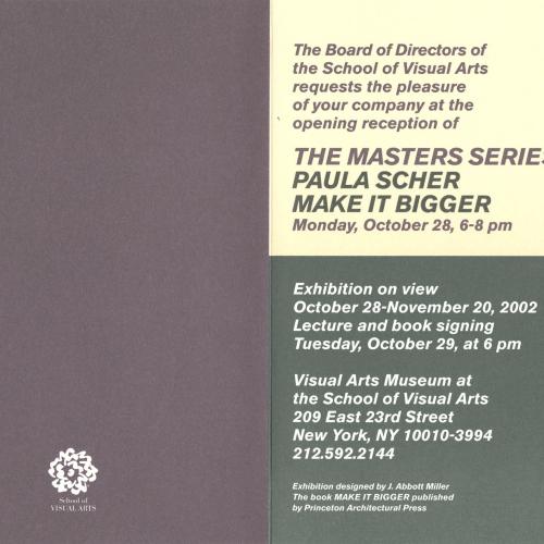 Announcements and invitations depicts: back of exhibition announcement