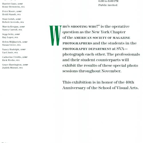 Announcements and invitations depicts: Back of exhibition announcement with exhibition information