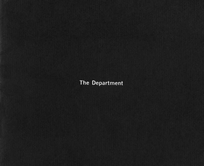 Exhibition Catalogues depicts: All black cover with "the department" center in white type