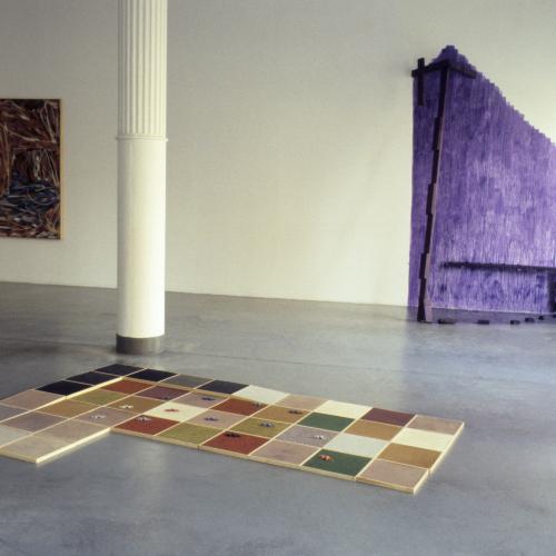 Photographic Materials depicts: color slide of artworks installed in a gallery