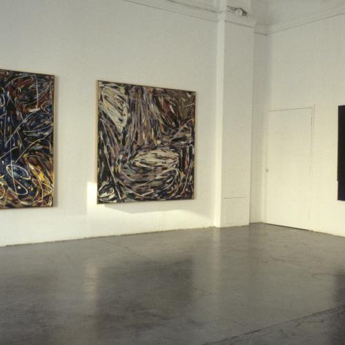 Photographic Materials depicts: color slide of artworks installed in a gallery