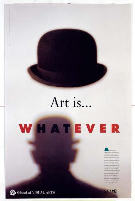 Posters, Posters depicts: Outline of man in hat with black bowler hat floating above his head.