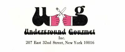 Letterheads/Stationery depicts: New York Magazine / Underground Gourmet. Envelope, sticker