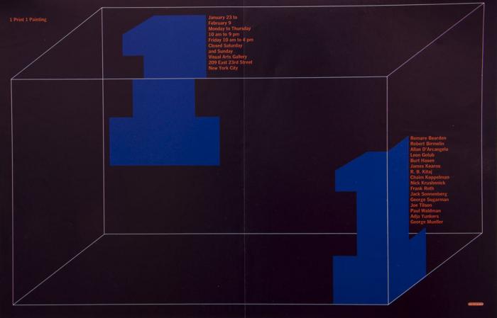 Posters depicts: A transparent cube containing two large blue number ones