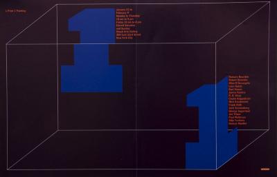 Posters depicts: A transparent cube containing two large blue number ones