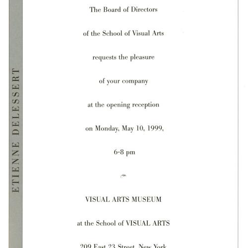 Announcements and invitations depicts: Interior verso of announcement with exhibition information