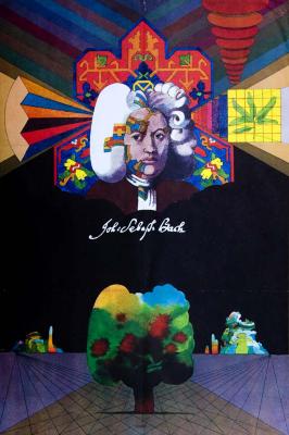 Posters depicts: Psychedelic Bach portrait above a watercolor tree