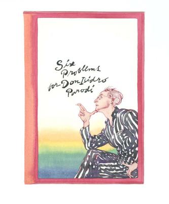 Original Art depicts: A man in a black and white pinstripe suit sits in a side view facing the left on the lower right corner of the illustration. His left hand is by his side, his legs are crossed, and his right elbow is resting on his knee, with his hand making the shape of a gun, and his chin resting on his thumb. There is text at the top of the image and a red border around the image.