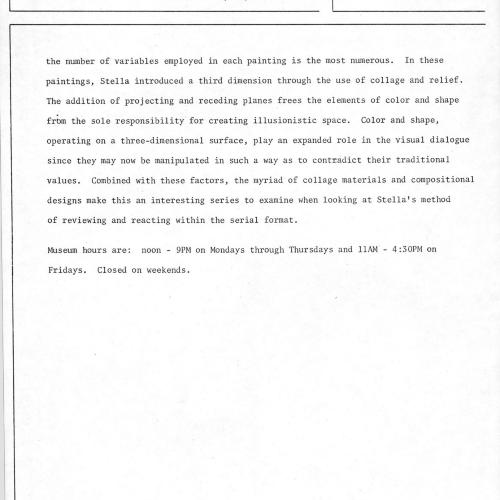 Press Releases depicts: Typewritten description of exhibition