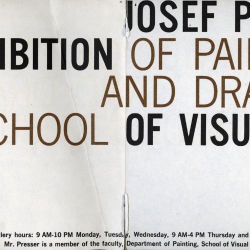 Announcements and invitations depicts: Description of exhibition in black and brown type