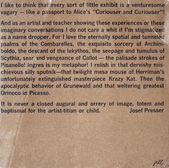 Announcements and invitations depicts: Artist statement