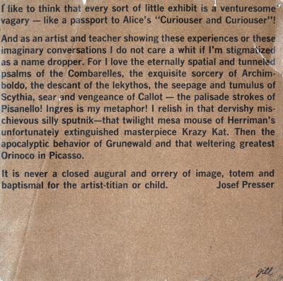 Announcements and invitations depicts: Artist statement