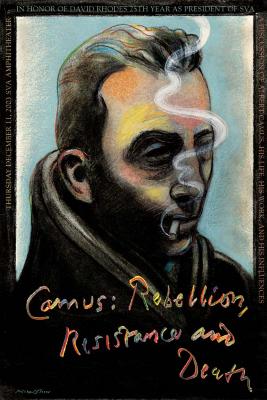 Posters depicts: Portrait of Camus smoking a cigarette