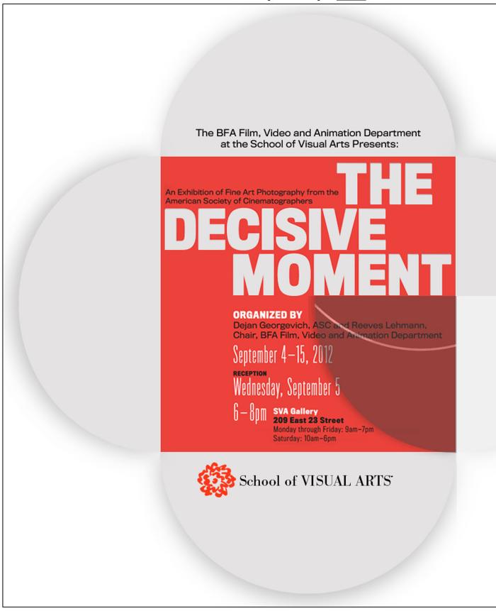 Announcements and invitations depicts: Poster for the Decisive Moment exhibition