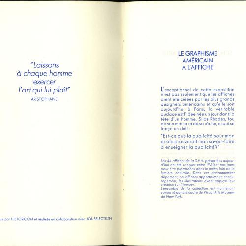 Exhibition Catalogues depicts: Le Graphisme Americain a L'Affiche brochure
