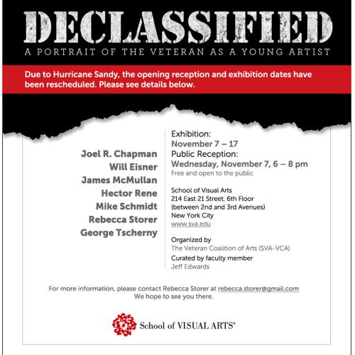 Announcements and invitations depicts: digital announcment for Declassified exhibition