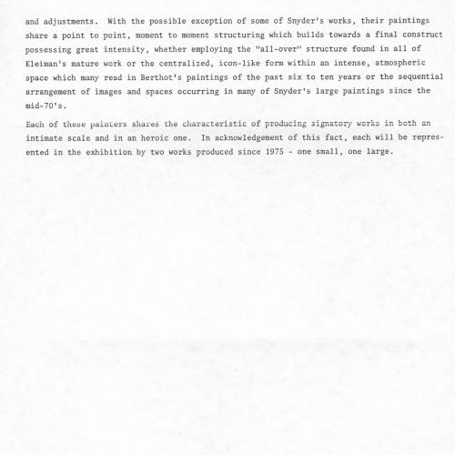 Press Releases depicts: Typewritten document describing exhibition