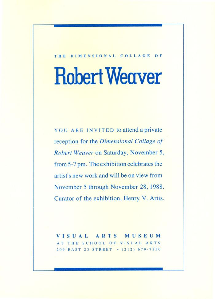 Announcements and invitations depicts: Exhibition announcement