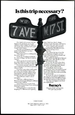 Advertisements depicts: Intersection street sign, one way is labeled "7th Ave", the other "W 17th St"