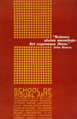 Posters depicts: Two yellow grids against a red background; one is normal, but the other has blocks twisted slightly to create a spiraling effect. Text is in yellow.