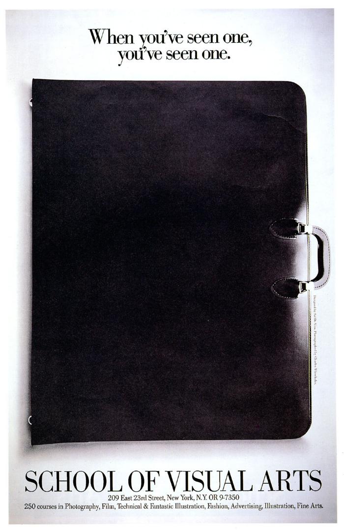 Posters depicts: Photograph of a black portfolio bag against a white background.