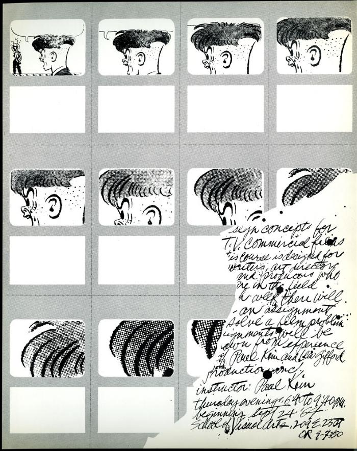Course Announcements depicts: grid of cartoon drawing of man yelling, each image gets closer and closer to his face and then his hair
