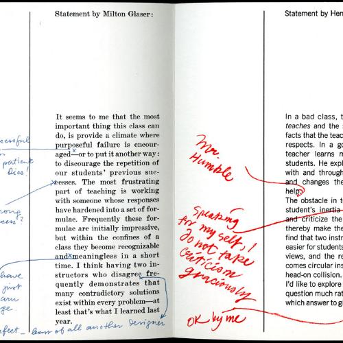 Course Announcements depicts: Hand edited interior pages of course announcement