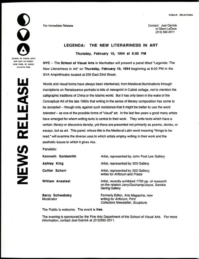 Press Releases depicts: typed press release