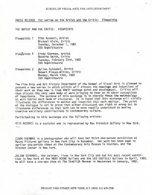 Press Releases depicts: typed press release for entire event series